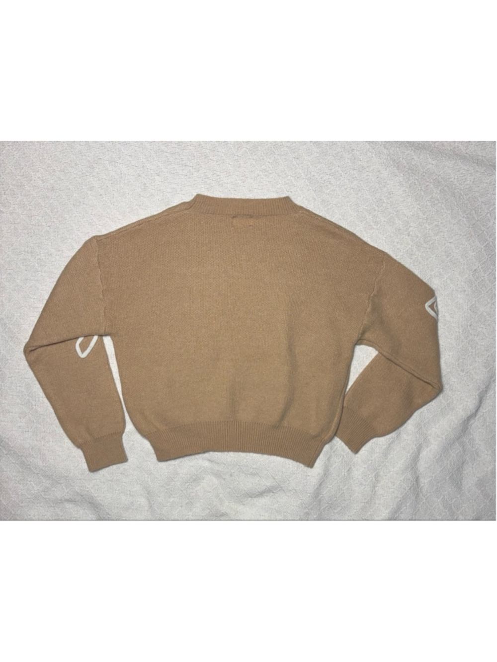 EUC Luna Ivy Tan & White Soutache Bow Coquette Balletcore Sweater SZ Small - Picture 2 of 5